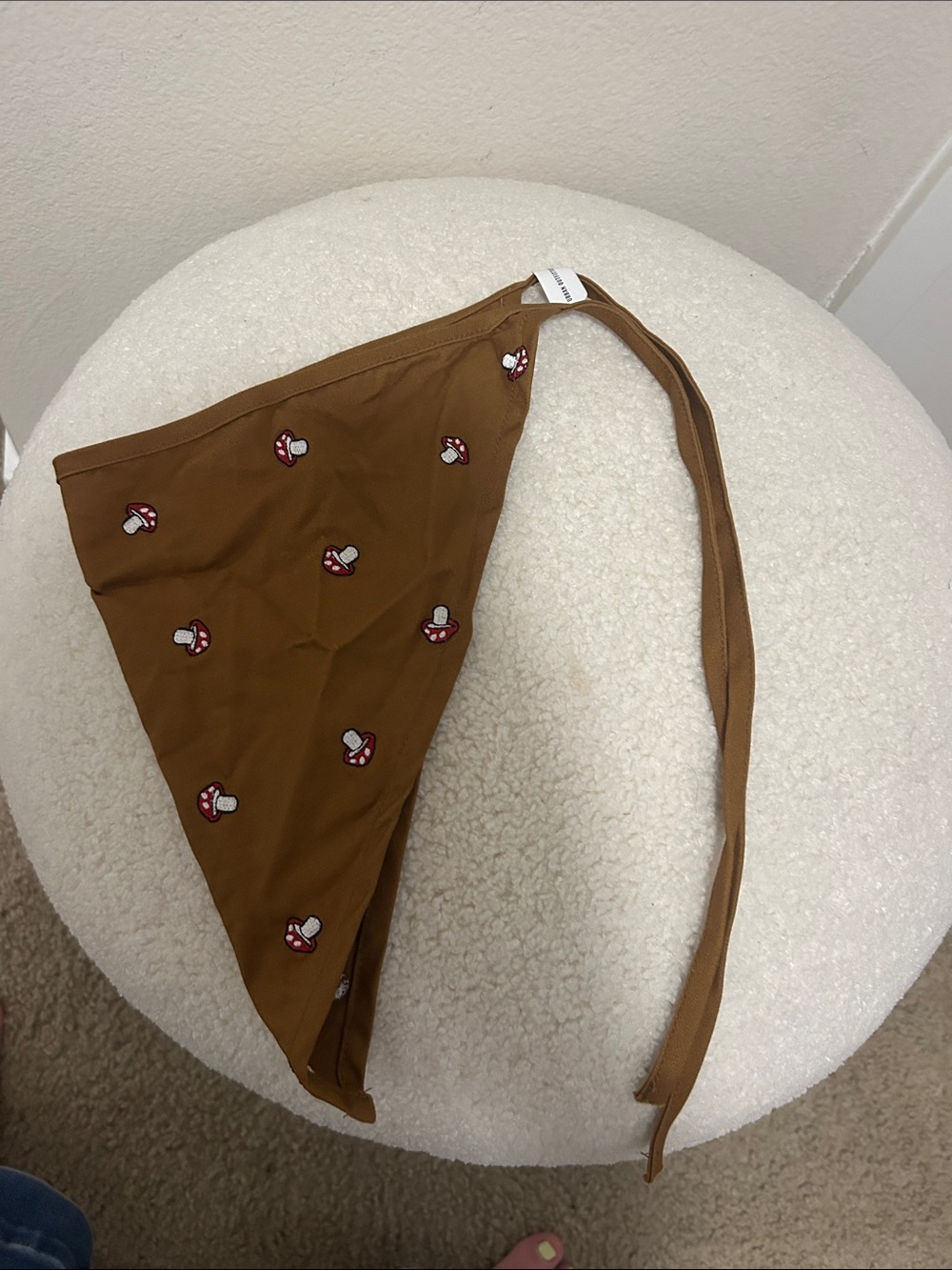 Brown Mushroom Print Triangle Bandana